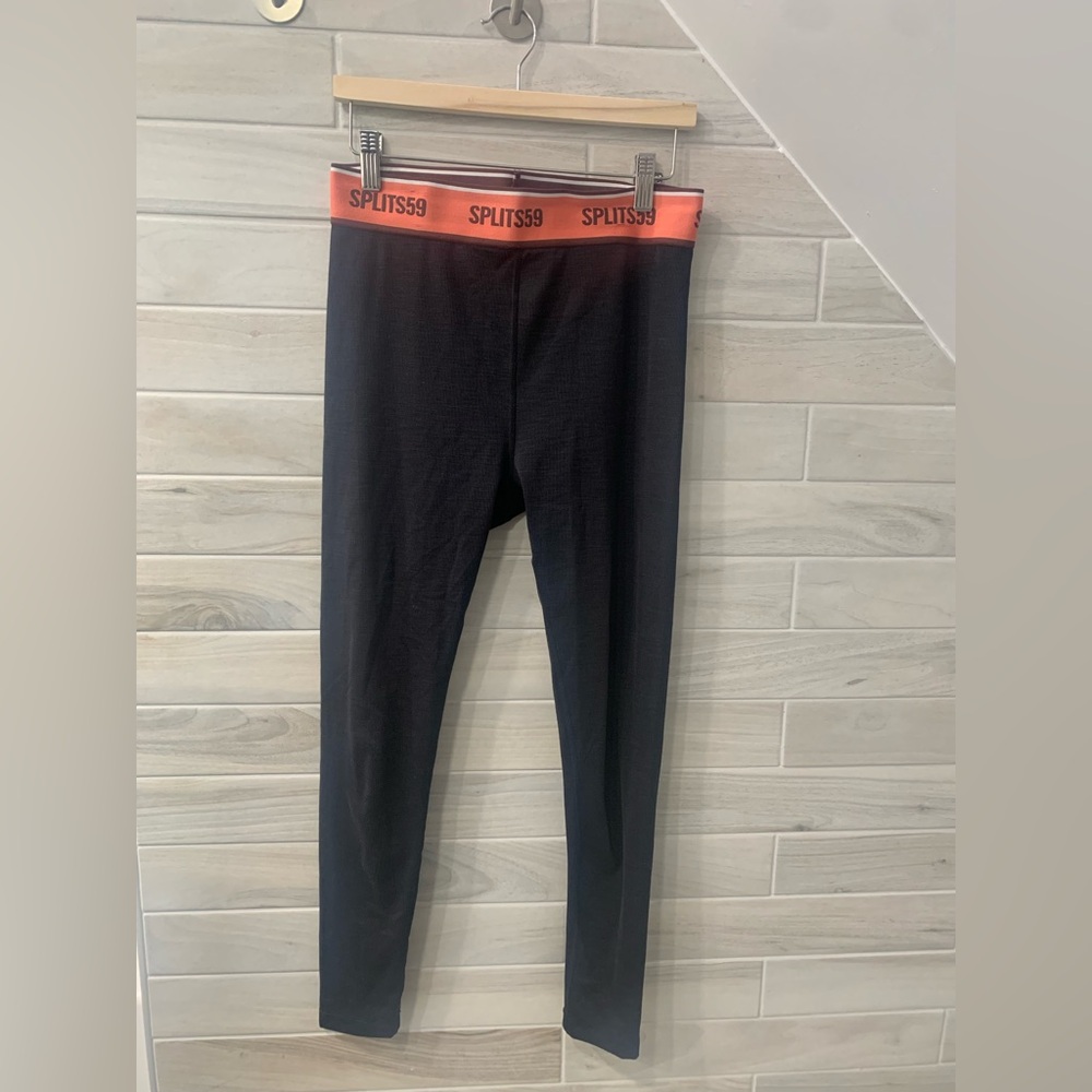 Splits59 Bailey High Rise Waist Activewear Leggings Rib 7/8 Pants Black Medium M